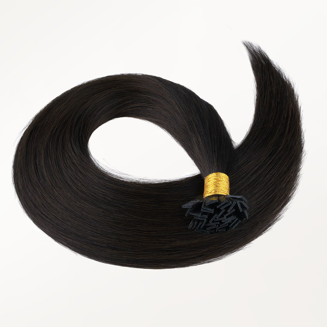 Natural Black (1B) Flat Tip Hair Extensions 60g