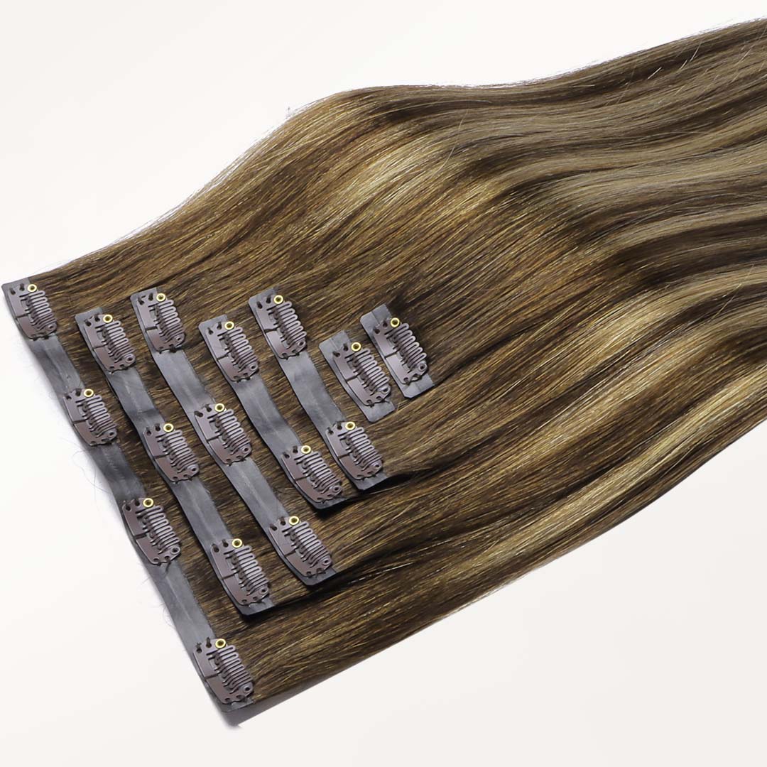 Caramel Blonde Balayage (4/27/4) Seamless Clip-Ins (130g-160g)