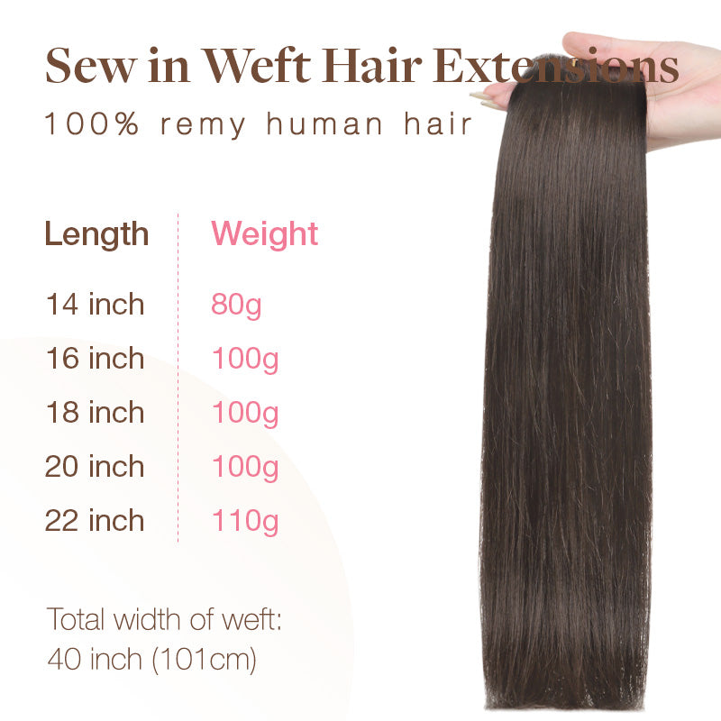 Light Brown (2A) Sew-In Weft Hair Extensions (80g-110g)