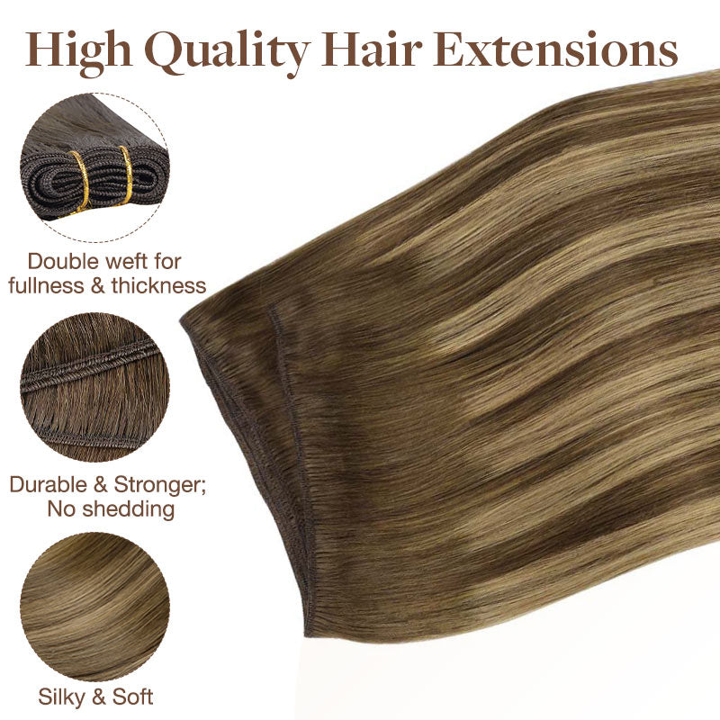 Caramel Blonde Balayage (4/27/4) Sew-In Weft Hair Extensions (80g-110g)