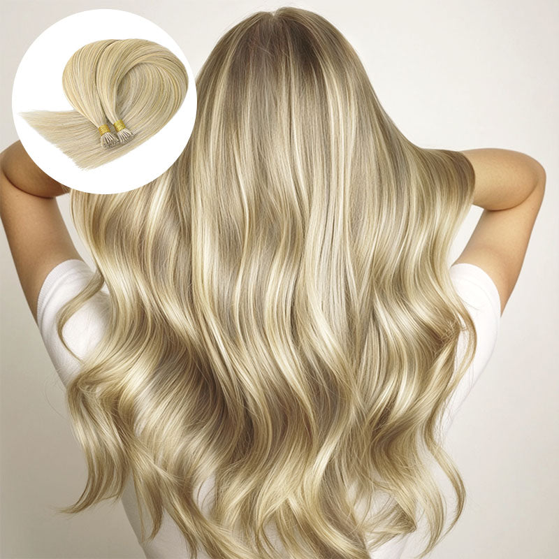 Light Blonde Highlights (16/22A) I-Tip Hair Extensions 50g